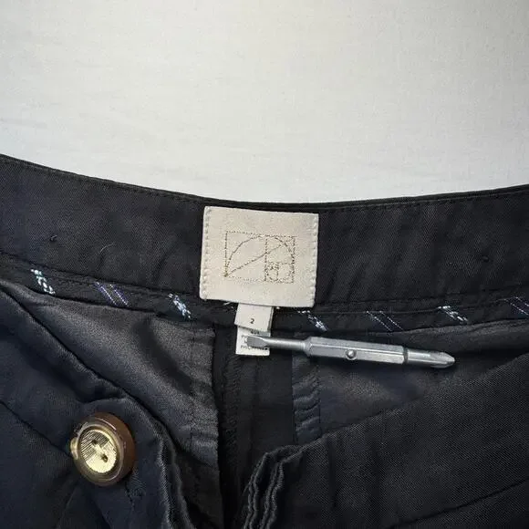 Anthropologie Coquille Black High-Rise Tailored Shorts Gold Button Women’s 2 - Picture 5 of 12